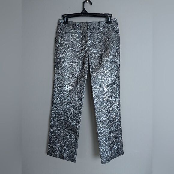 Zadig & Voltaire Vistar Jac Metallic Suit – Silver Foil Blazer + Pants Sz 34/2US - Picture 12 of 16